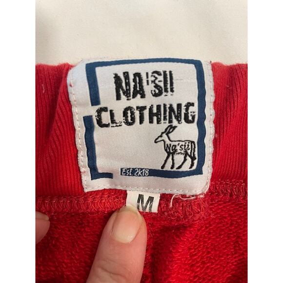 Nas'ii Red Sweats Track Suit Zipper Paint Splatter Streetwear Size Med - Picture 4 of 15